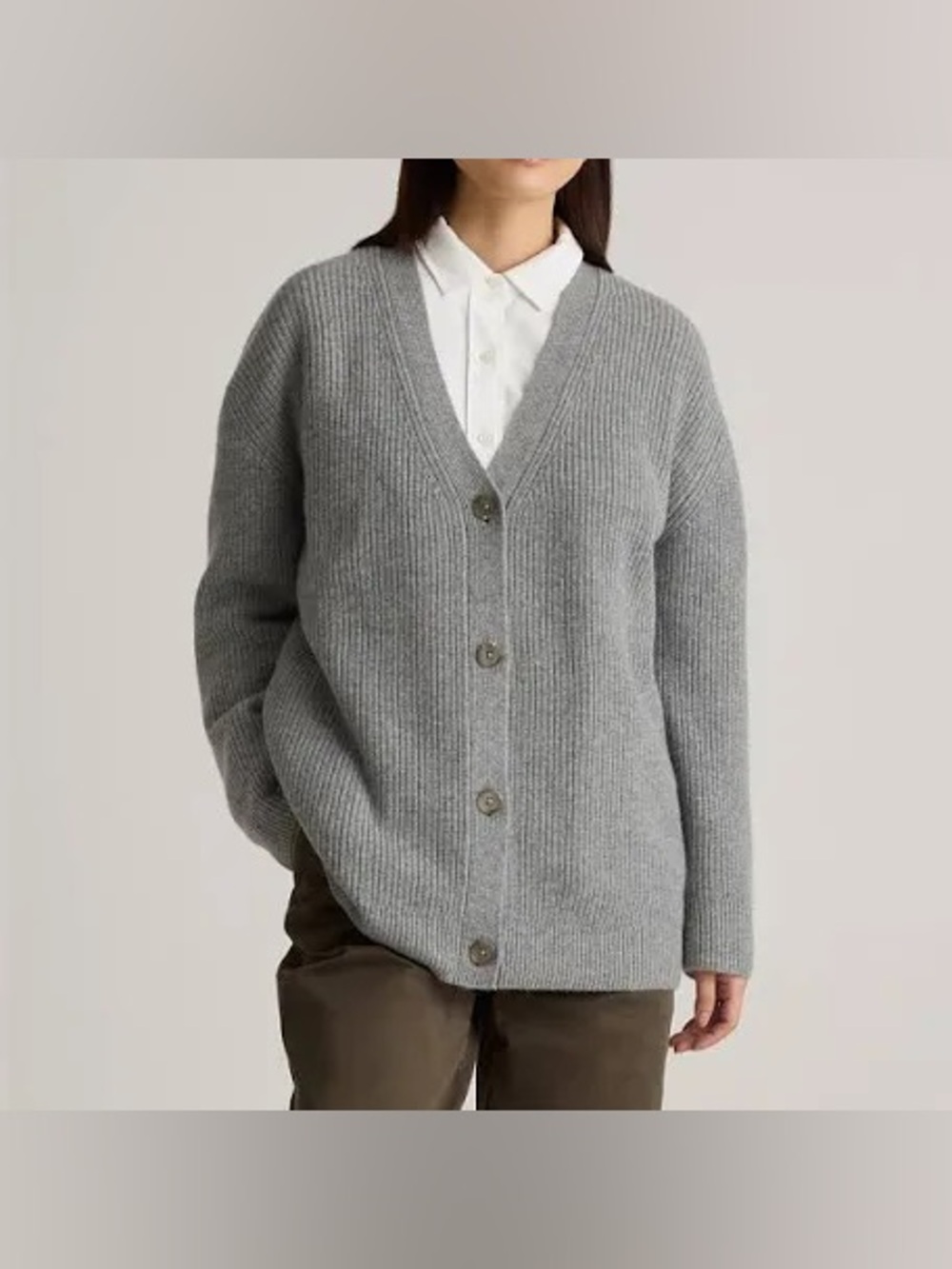 Quince Mongolian Cashmere Oversized Boyfriend Cardigan Sweater - Picture 3 of 14